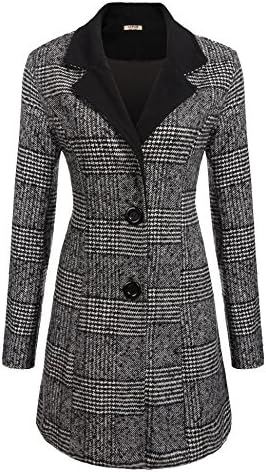 Mofavor Women's Midi Long Winter Coat Single Breasted Wool Blended Classic Pea Coat
