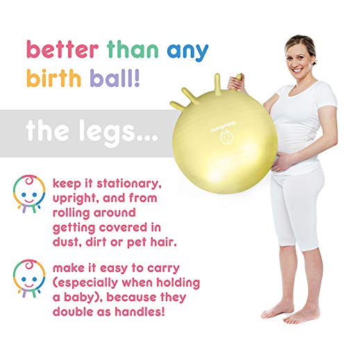 Baby Bump | Birth Ball with Base Legs - Stability/Balance/Stand, Anti-Burst with Pump, Exercise During Pregnancy, Prenatal Fitness, Induces Labor, Soothes Babies - 65 cm - Paper White - Thumbnail 7