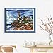 Joy Sunday Cross Stitch Stamped Kits Cross-Stitching Accurate Pre-Printed Pattern for Adults- The Seaside Lighthouse 11CT 27”X 22”, for Home Decor (Pattern Printed On Fabric)