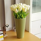 Bringsine Premium Artificial Flowers Real Touch Mini PU Tulips Bouquet Artificial Plants for Wedding Room Home Hotel Party Event Christmas Decor Cream White Set of 20
