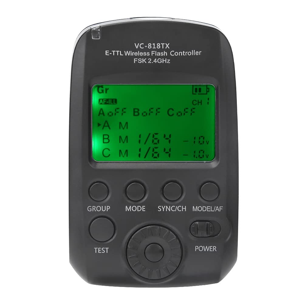 VC-818TX E-TTL Flash Trigger, Wireless Transmitter, Supports 1/8000s Synchronization, 2.4G System, for 450D-1DX Cameras