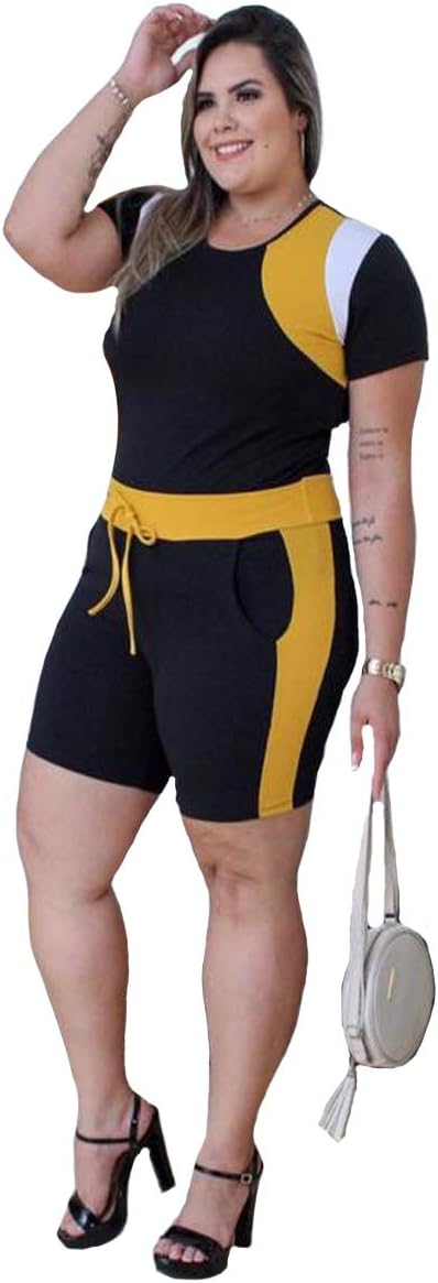 conjunto plus size short e blusa