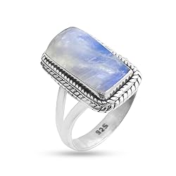 Solid 925 Sterling Silver Ring For Women, Moonstone