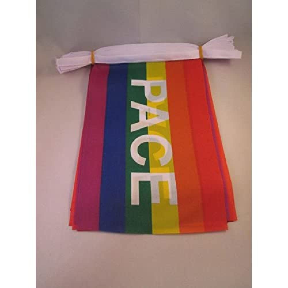 AZ FLAG Rainbow Pace letter Bunting Flag, 20 Ft Garland 20 Small Peace Flags 8'' x 6'', 100% Polyester String Pennant, 6 meters — image 1