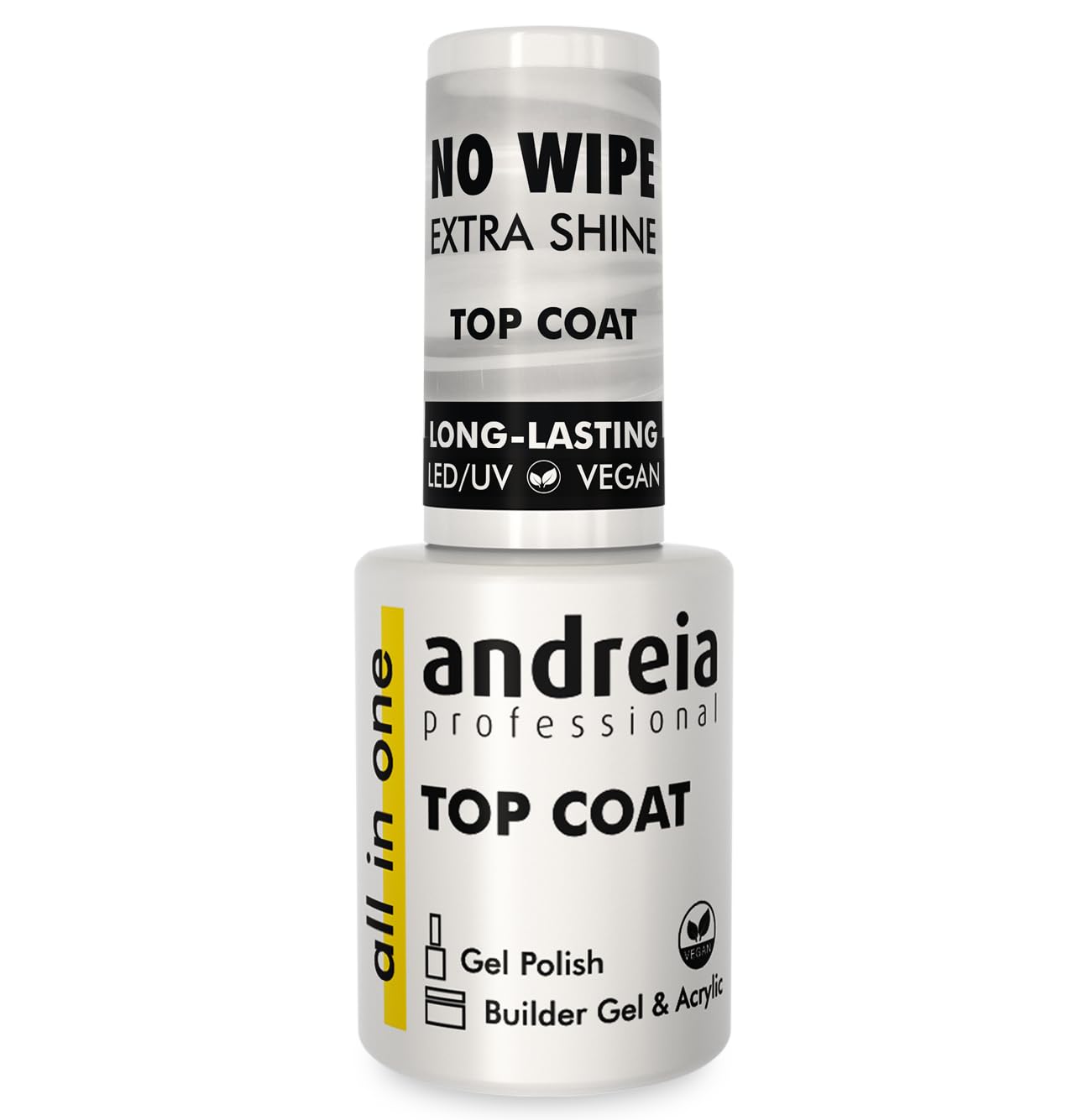 Andreia Professional No Wipe Top Coat Gel Polish - Soak Off UV LED Clear Nail Polish - Vegan Nail Varnish - Best for Nail Art High-Gloss Finish All in One 10.5 ml…