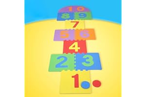 Saluaqui S Hopscotch Mat Game Soft EVA Foam Interlocking Tiles for Indoor and Outdoor Fun Family Game Toy for Kids Active Pla