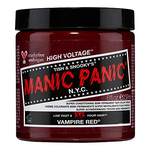 MANIC PANIC Classic Vampire Red Semi Permanent Hair Color - Deep Blood Red Hair Dye for Women & Men That Lasts 4-6 Weeks - Vegan, Ammonia & Cruelty-Free - Create & Mix Custom Shades (8oz)