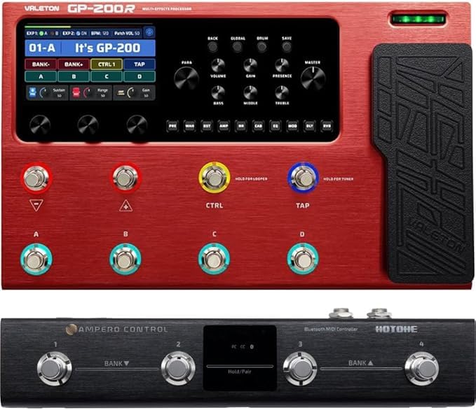 Photo 1 of VALETON GP-200R + MIDI Foot Controller Hotone Ampero Control bundle - Multi-Effects Guitar/Bass Pedal with Expression, FX Loop, MIDI, Amp Modeling, IR Cab Simulation, Stereo, USB Interface