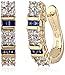 MORGAN & PAIGE .925 Sterling Silver 18K Yellow Gold Plated Square-Cut Created Blue and White Sapphire Hinged Hoop Earrings for Women Trendy - Elegant Gemstone Hoop Earrings, 3/4
