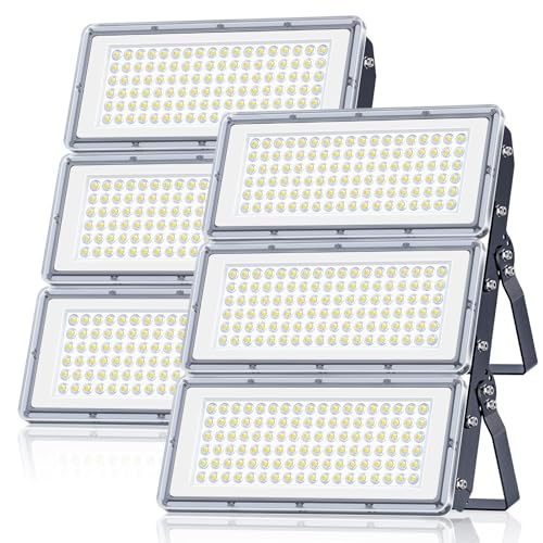 300W Outdoor LED Spotlights – 2 Pieces 30000LM Super Bright Outdoor LED Projector with Transformer, Floodlight Cool White 7000K, IP67 Waterproof Outdoor Light for Garage, Patio, Stadium, Factory