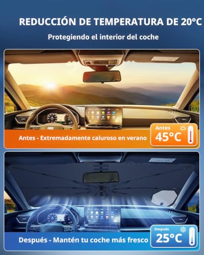 LANGBEAN Folding Sun Shade Front Windshield Cupra Formentor 2020-2026 | Car Sun Shade Blocks UV Rays & Heat, Backed by Silicone Suction Cup, Compatible with Seat Leon Cupra Leon [Upgraded]