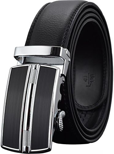 Leather Belts for Men's Ratchet Dress Belt Black Brown with Automatic Buckle