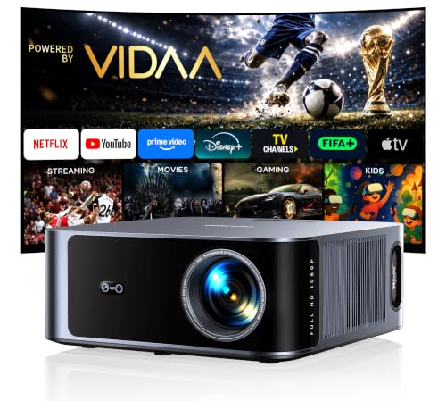 Vidaa 4K Projector 2000 ANSI/40W Dolby]Vidaa System Projector Auto Focus and 6D Keystone Video Projector Two-way Bluetooth 5.4 Projector Voice Control Ceiling Projectors with AirPlay for Home/Outdoor