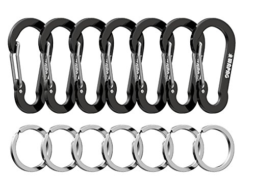 WAPAG Carabiner Clip 2Inch Aluminum Flat Gourd Shape Mini Spring Hook Keychain Keyring for Keys Small items Daily Life Hammocks Camping Hiking Running Accessories (7Black) - Thumbnail 5