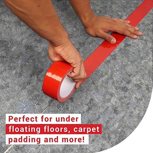 Vapor Barrier Seam Tape 4" x 180' - Wall and Floor Liner for Crawl Space Moisture Barriers, Encapsulations, Carpet Padding, Stucco Applications and More (9 mil, Red)