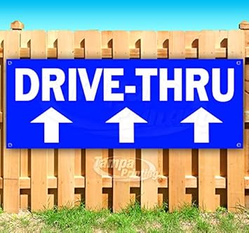 Amazon Com Drive Thru 13 Oz Heavy Duty Vinyl Banner Sign With