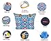 DEMOMENT Canvas Grocery Tote With Zipper for Women Lightweight Organizer Utility Bag For Travel Shopping Beach Work Gym (blue)