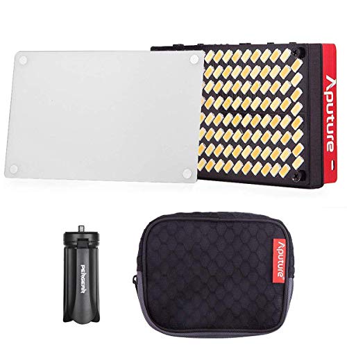 Aputure AL-MX, Amaran AL-M9 Upgrade Version 128 LED Bi-Color On-Camera Video Light, TLCI/CRI 95+, 2800-6500K Adjustable, 3200lux@0.3m Booster Mode, Aircraft-Grade Aluminum Body W/PERGEAR Mini Tripod