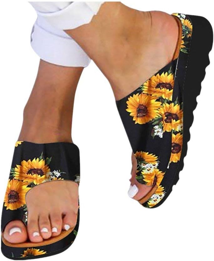 SSYUNO Women's 2019 New Comfy Platform Toe Ring Wedge Sandals Shoes Summer Beach Travel Shoes Comfortable Flip Flop Shoes
