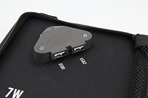 LB1 High Performance 7W Foldable Solar Charger w/ High Efficient Monocrystalline Panels Dual USB Port - 1 Ultra Fast USB Charging (2.1A) for Mp3 players, PDAs, eBooks, GPS - Thumbnail 3