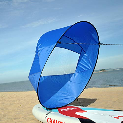 Aoile 42in Sail Foldable Kayak Boat Wind Sail Sup Paddle Board Sailing Canoe Stroke Paddle Rowing Boats Wind Clear Window Blue 108cm