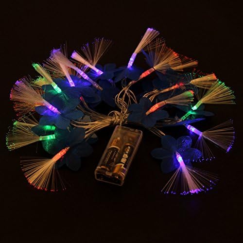 Nuohuilekeji 3m 20 LED Flower Christmas Lights Fiber Optic String Light RGB Xmas Lamp Decor (Blue)