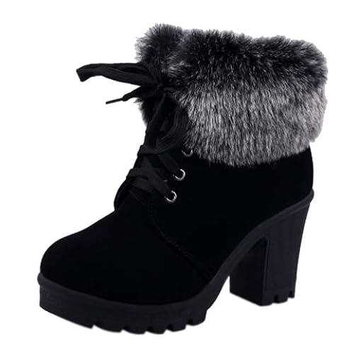 LHWY Damen Stiefel mit Absatz Winter Frauen Schnee Stiefel Bequeme Stiefeletten Rutschfeste Gummi Warme Stiefel