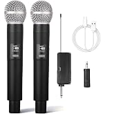 HUACAM Professional Karaoke Microphone Set, Dual Vocal Pickup, Easy Setup, USB Rechargeable, LED Display, Compatible with Karaoke Machines and More