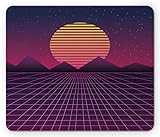 Ambesonne Synthwave Mouse Pad, Striped Sun with