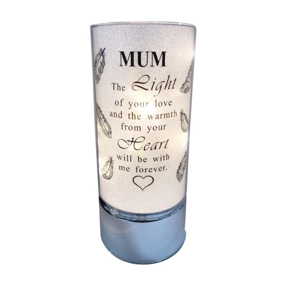 Memorial Light Tubes Ornament, Perfect for Garden and Graveside for Any Special Occasion in The Memory of Dad, Mum, Son, Daughter, Husband, Wife, Grandad, Nan, Brother, Sister. (20cm) (Mum)