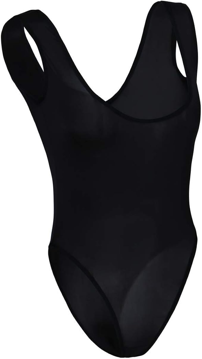 IEFIEL Une Pièce Body Femme Maillot De Bain Plage Sans Manches Cuir High Cut Stretch Léotard