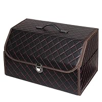 Car Trunk Organizer with Cover, Pococina Auto Interior Storage Cargo Container for Suv Truck Van Collapsible Box for Tools Groceries Accessories