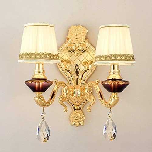 European Style Garden Shade Zinc Alloy Crystal Wall Lamp, French Style, Living room, Background, Wall, Sconce, Bedroom, Night, Sconce (style optional) (Color: single head)