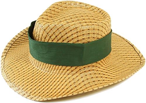 Eqoba Men's Women's Wide Brim Caps Summer Beach Sun Straw Hats, Green