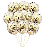 MeySimon 50th Birthday Decorations 15pcs Gold Confetti Balloons Printed 50 Latex Balloon for 50 Year Old Happy Birthday Party Supplies (50th Confetti)