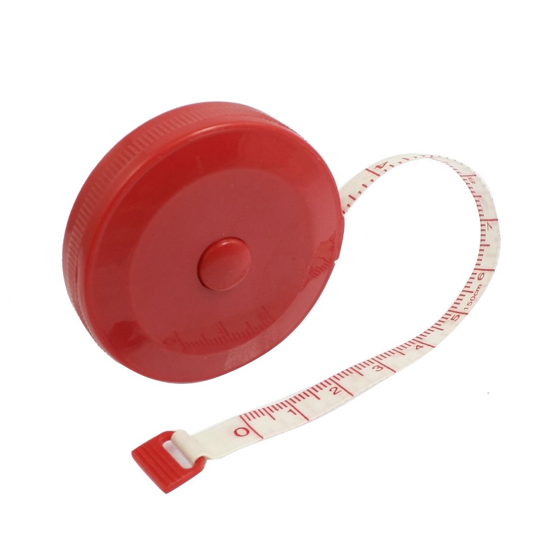 uxcell Tailor Red Shell 1.5M Sewing Retractable Ruler Tape Measure Tool Round Shape