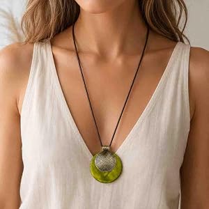 1 Threaded Pendant Long Necklace Retro Bohemian Ethnic Sweater Chain Adjustable Cord Unisex For Casual Work Travel Gift