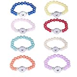 Soleebee 8 pcs Pure Color Round Resin Beads Stretch Bracelet Snap Button Bracelet Fit 18mm Charms (Dark blue/Pink/Red/Orange)
