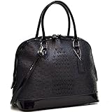 Ostrich Dome Satchel Handbag Top Handle Shoulder