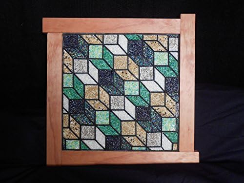 Qbert, stained glass, original, unique, mosaic, contemporary, craftsman, wood, 14x14