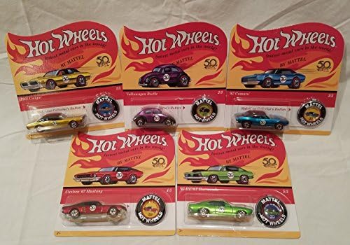 Complete Set Hot Wheels 50th Anniversary Originals of 5 cars with 50th Anniv. Button
