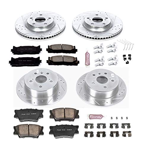 Power Stop Front and Rear K6480 CarbonFiber Ceramic Brake Pad and Drilled and Slotted Rotor Z23