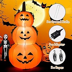 Tangkula 6 Ft Halloween Inflatable LED 3 Pumpkins