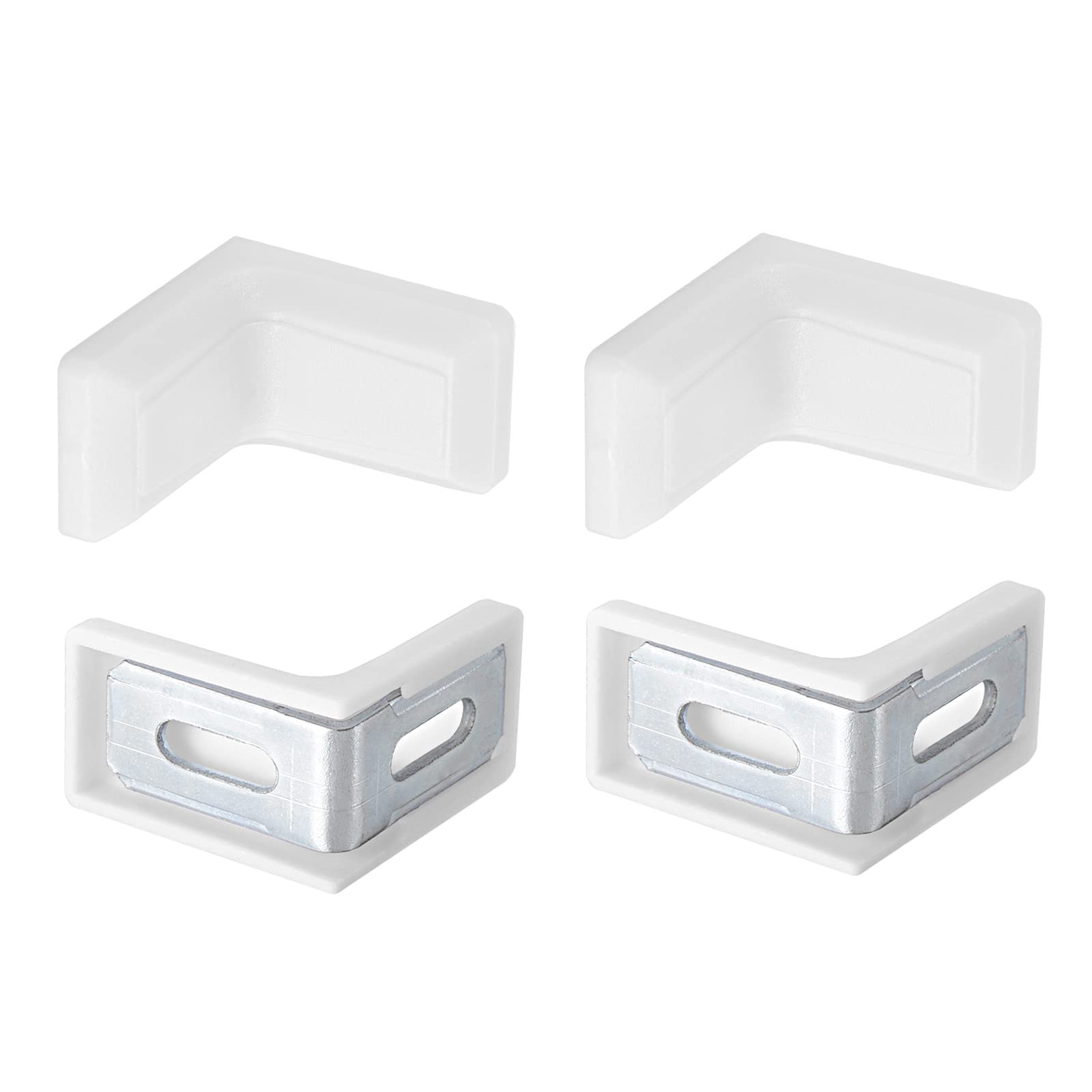 DTGN 29x29x18mm(LxWxH) Plastic Corner Brackets -4Pack - Good for Furniture Repairing - 2 Holes L Shape Right Angle Brace - White — image 1