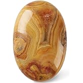 CASMON Crazy Agate Oval Palm Stones, Pocket Worry Stone for Anxiety Stress Relief Therapy, Natural Polished Energy Stone Healing Crystal (1PC)