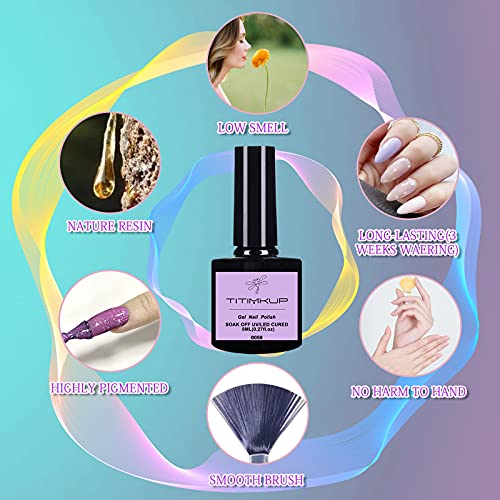 TITIMKUP Gel Nail Polish Set - Summer Purple Mist Color Gel Polish Kit, Soak Off UV LED Nail Gel Polish Set, 8ml Each Bottle, Nail Lamp Required, Holiday\'s Party Decorations Nail Art Gifts Box Set