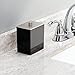 mDesign Plastic Bathroom Vanity Countertop Accessory Set - Includes,Soap Dispenser, Toothbrush Holder, Lidded Canister, and Tumbler Rinsing Cup; Lumiere Collection - Set of 4 - Black/Brushed Chrome