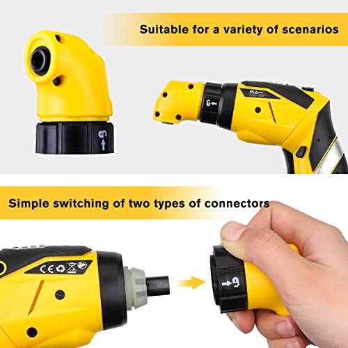Baban Electric Screwdriver 2000mAh Li-Ion Rechargeable Cordless Screw Gun with 30Bits USB Charging Cable 30pcs Driver Bits LED Light, Yellow