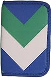 ORB Travel RFID Passport Holder Travel Wallet-WP532-Chevron-Blue/Green/White-Zippered Credit Debit Card Travel Document Organizer Wallet Case