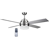 Design House 157354-BN Cali 52-inch Four Blade Contemporary Indoor Ceiling Fan with LED Light Kit, Remote Control, Brushed Ni